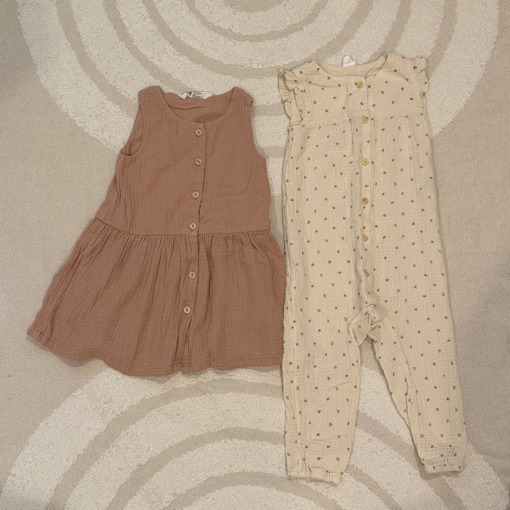 H&M mauve dress & cream romper set